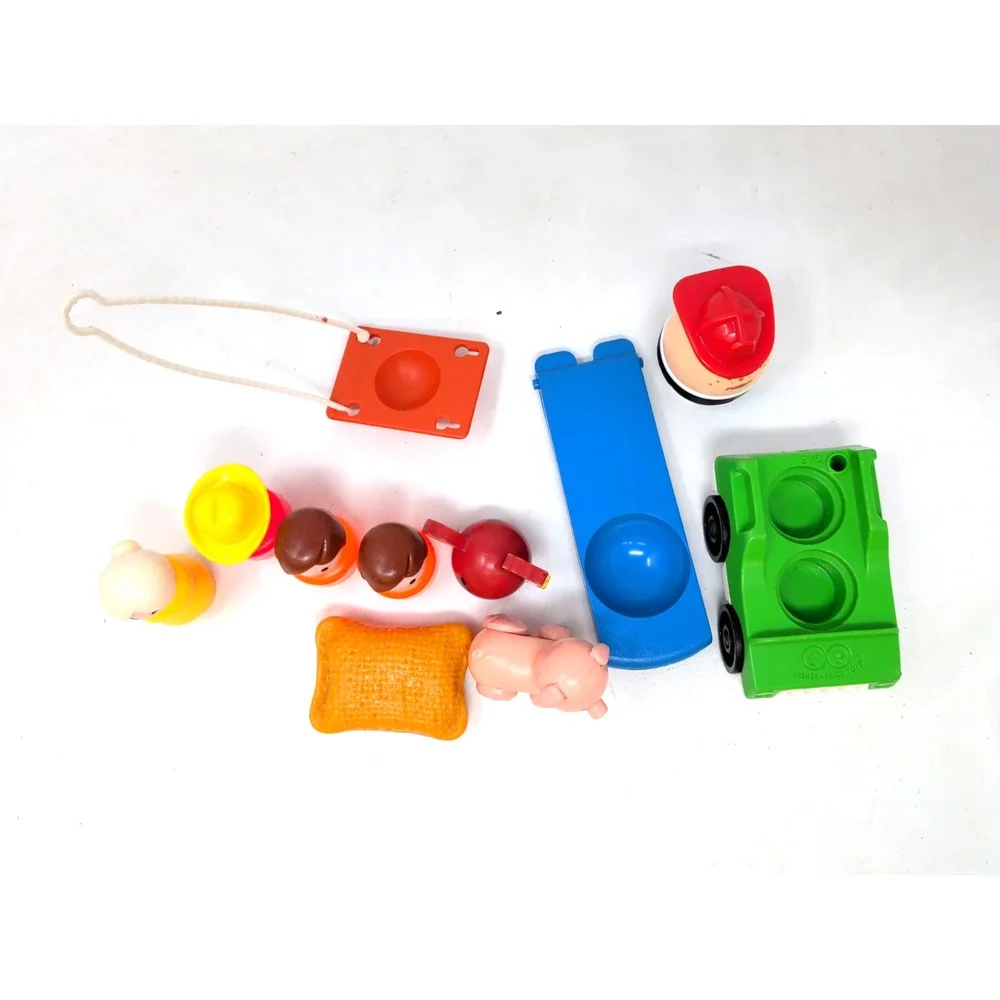 Vintage Fisher Price Little People Pink Pig Chicken Farm Animal Toy Figure LOT